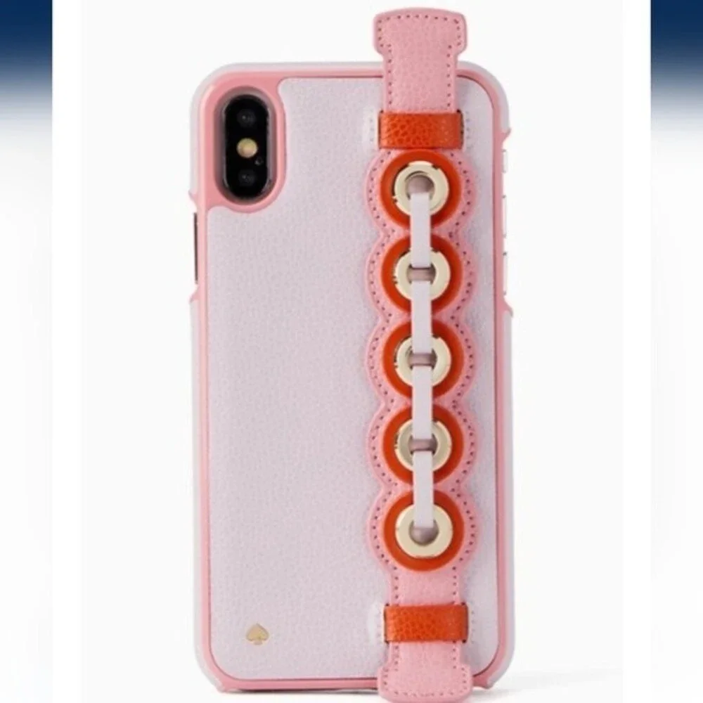 Kate Spade New York Grommet Hand Strap Stand iPhone Xs iPhone X Case Pink